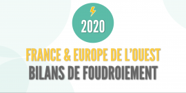 Bilan de foudroiement 2020 en France et en Europe de l'Ouest